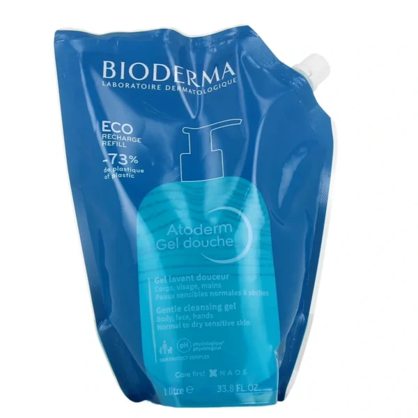 BIODERMA Atoderm Gel douche lavant doux hydratant sans savon eco recharge 1L