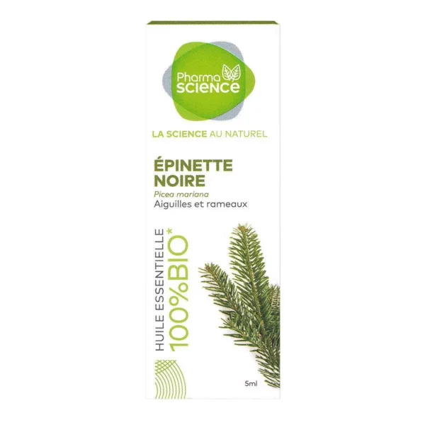 Pharmascience Huile Essentielle d'Épinette Noire Bio 100 % Pure Diffusion et Massage Dilué 5 ml