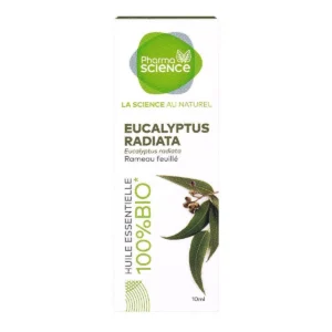 Pharmascience Huile Essentielle d'Eucalyptus Radiata Bio 100 % Pure Douce Respiratoire Purifiante 10 ml