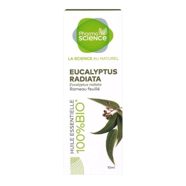 Pharmascience Huile Essentielle d'Eucalyptus Radiata Bio 100 % Pure Douce Respiratoire Purifiante 10 ml