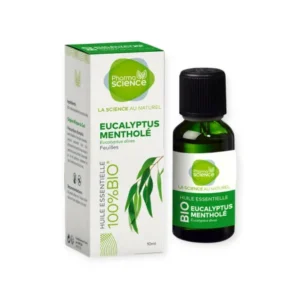 Pharmascience Huile Essentielle d'Eucalyptus Mentholé Bio 100 % Pure Diffusion Inhalation 10 ml