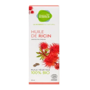 Pharmascience Huile Végétale de Ricin Bio 100 % Pure Visage Corps Cheveux Cosmos Organic 50 ml