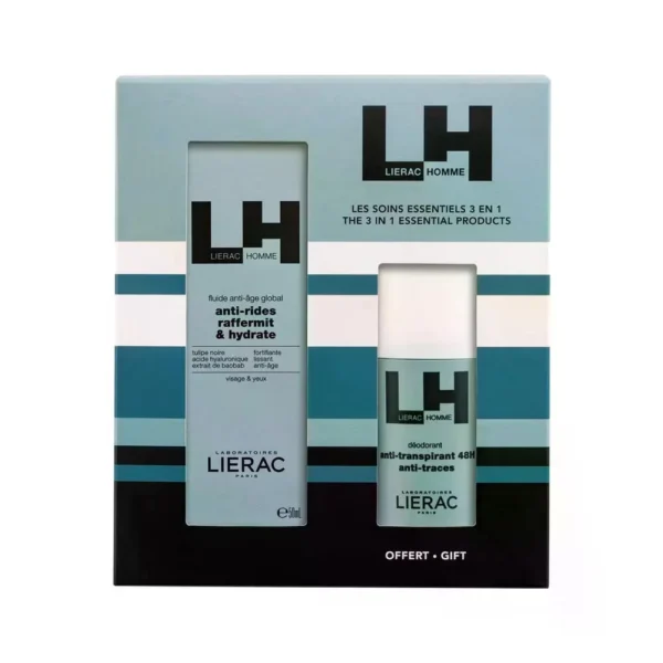 Lierac Homme Coffret Fluide Anti-Âge Global 50 ml et Déodorant 48h 50 ml