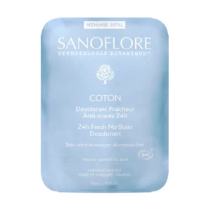 Sanoflore Déodorant Fraîcheur 24h Coton Bio Roll-On Cataire Citronnée Aloe Vera Sans Sels d'Aluminium Recharge 50 ml