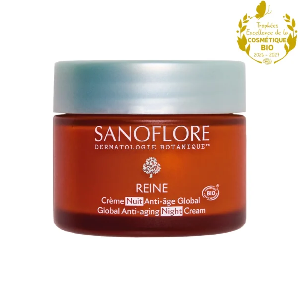 Sanoflore Reine Crème Nuit Anti-Âge Global Bio Thym Orange Edelweiss Phytocéramides Régénérante 50 ml