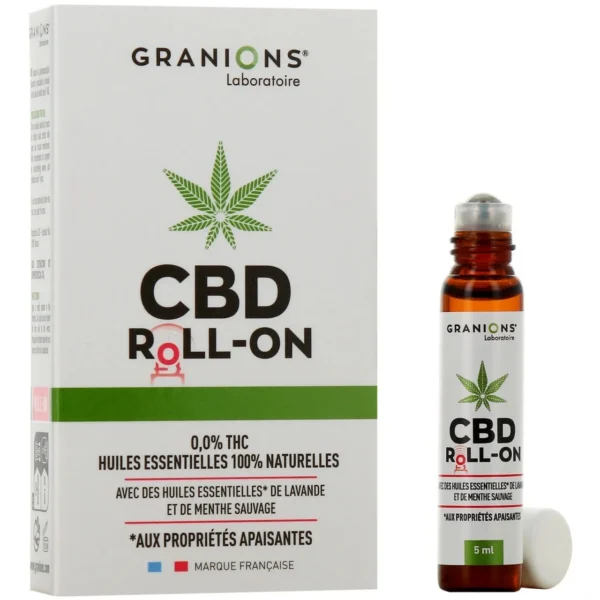Granions CBD Roll-On Apaisant Huiles Essentielles Lavande et Menthe 5 ml