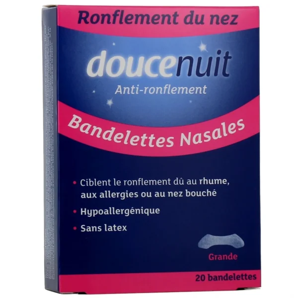 Douce Nuit Bandelettes Nasales Anti-Ronflement Grand Modèle Boîte de 20