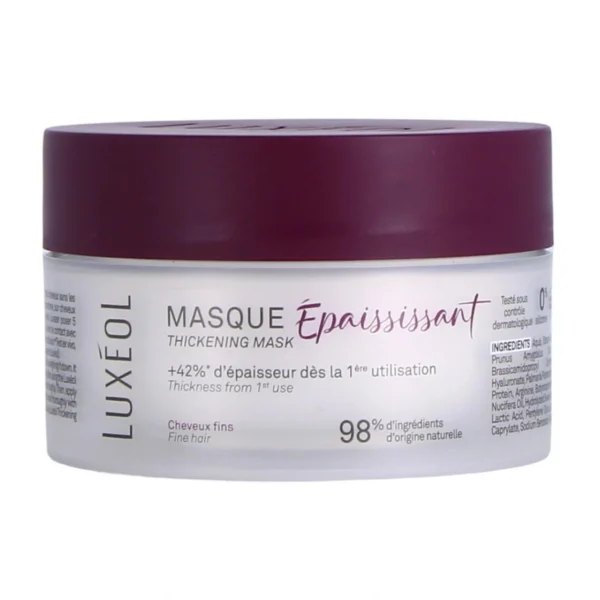 Luxéol Masque Épaississant Cheveux Fins Kératine Végétale Volume et Densité 200 ml