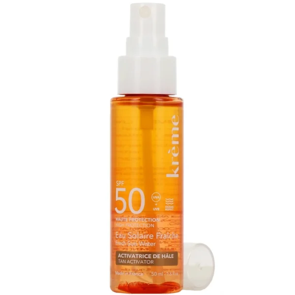 Krème Eau Solaire Fraîche SPF50 Corps Haute Protection Activateur de Bronzage Spray 150 ml