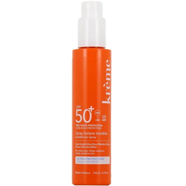 Krème Spray Solaire Invisible SPF50+ Corps Très Haute Protection Toute la Famille 150 ml
