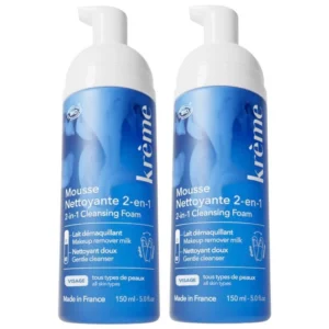 Krème Mousse Nettoyante 2-en-1 Bio Démaquillante et Nettoyante Lot de 2 x 150 ml