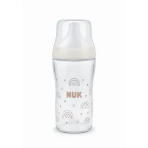 NUK Perfect Match Biberon en Verre 230 ml Tétine Silicone Taille M Arc-en-Ciel