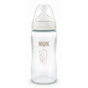 NUK First Choice+ Biberon en Verre 240 ml Tétine Silicone Taille M 3 Mois et Plus Hippocampe