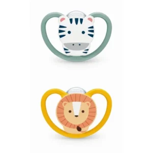 NUK Perfect Match Air 2 Sucettes Silicone 6-18 Mois Zèbre Lion Orthodontiques Aérées