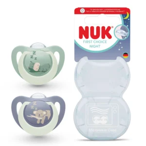 NUK First Choice Nuit Sucettes Silicone Lapin et Mouton Naissance à Six Mois Lot de 2