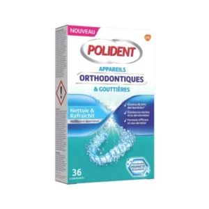 Polident Nettoyant Appareils Orthodontiques et Gouttières 36 Comprimés Non Abrasif Élimine 99,99 % des Bactéries