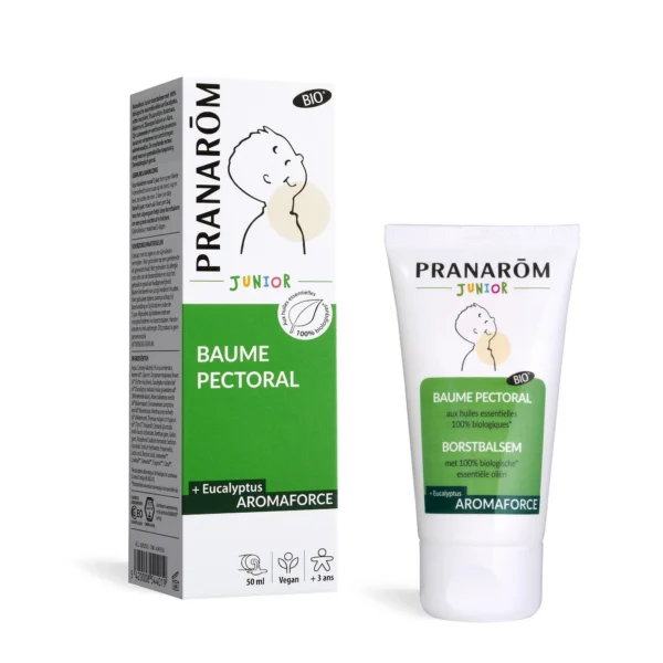 Pranarôm Aromaforce Junior Baume Pectoral Bio Enfant dès 3 Ans Massage Réconfortant Huiles Essentielles 50 ml
