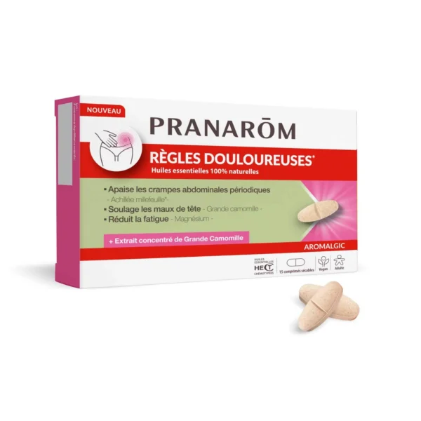 Pranarôm Aromalgic Règles Douloureuses Comprimés Grande Camomille Magnésium Vitamine B6 Complément Alimentaire Boîte de 15
