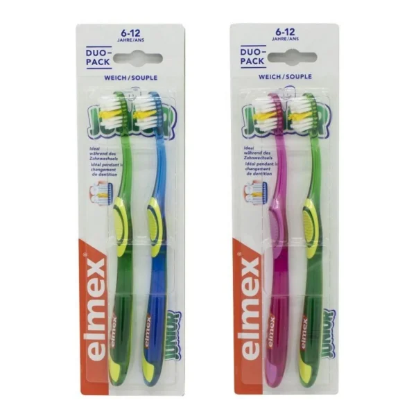 Elmex Junior Brosses à Dents Souples 6-12 Ans Duopack 2 Brosses