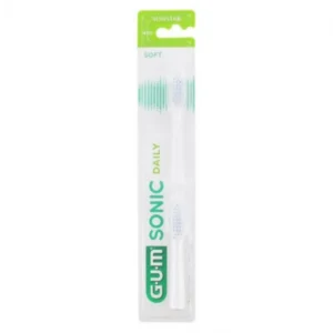 GUM Sonic Daily Recharges Têtes de Brosse Souples Blanches 4110 Lot de 2