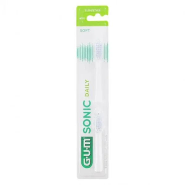 GUM Sonic Daily Recharges Têtes de Brosse Souples Blanches 4110 Lot de 2