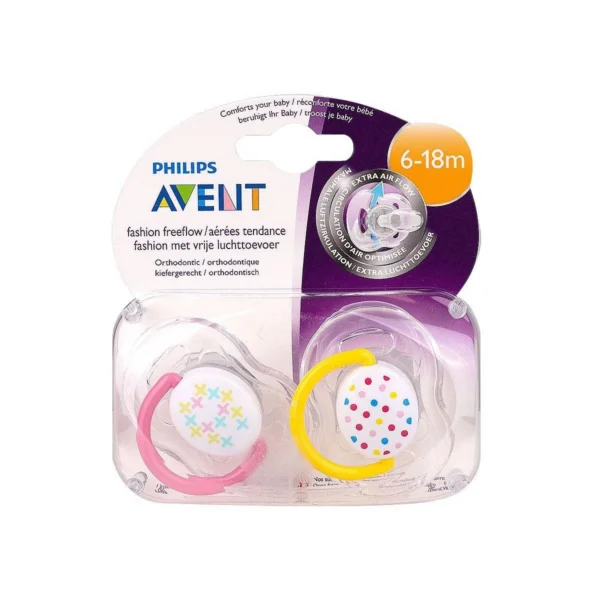 Philips Avent Sucettes Free Flow Silicone Tendance 6-18 Mois Lot de 2