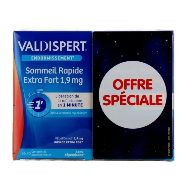 Valdispert Mélatonine 1,9 mg - Comprimés Orodispersibles (Lot de 2x40)
